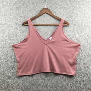 Abound Double V-Neck Ribbed‎ Crop Tank Top Mauve 4X